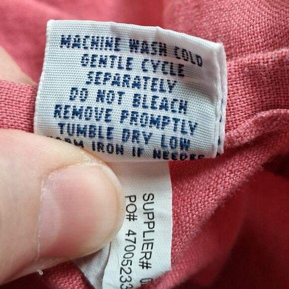 Ralph Lauren Ocean Washed Linen Button Front Shirt Red Size Medium Short Sleeve - Picture 6 of 6